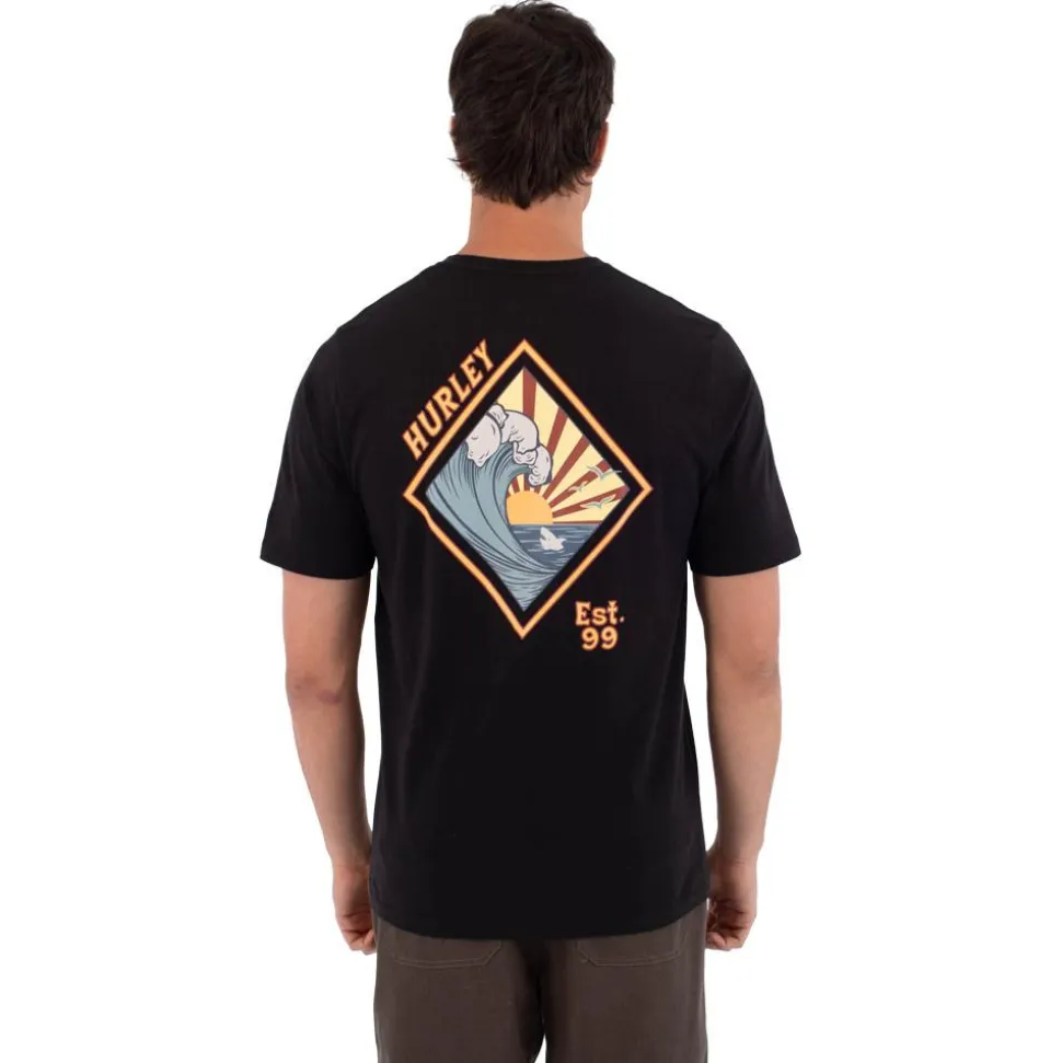 Maglietta Hurley Short Sleeve Printing Press Disques Black