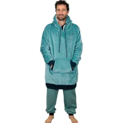 Mantelle All-In Poncho Plaid Blue Green