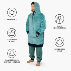 Mantelle All-In Poncho Plaid Blue Green