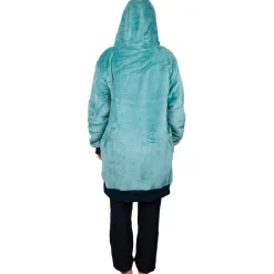 Mantelle All-In Poncho Plaid Blue Green