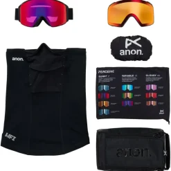 Maschera Anon M4S Cylindrical MFI Black Perceive Sunny Red + Perceive Cloudy Burst