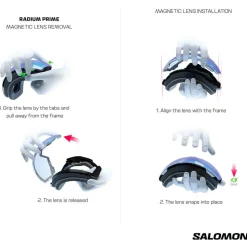 Maschera Salomon Radium Prime Ebony Sigma Poppy Red + Sigma Apricot