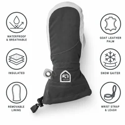 Moffole Hestra Army Leather Heli Ski Female Mitt Grey Offwhite