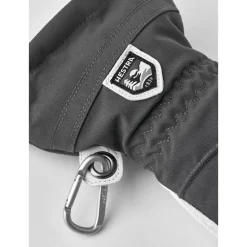 Moffole Hestra Army Leather Heli Ski Female Mitt Grey Offwhite