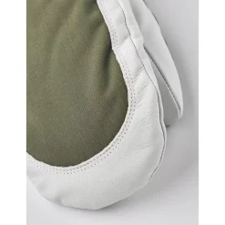 Moffole Hestra Army Leather Heli Ski Female Mitt Olive Offwhite