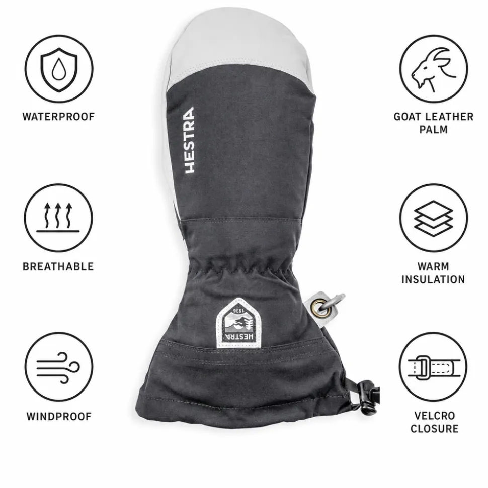 Moffole Hestra Mitt Army Leather Heli Ski Black