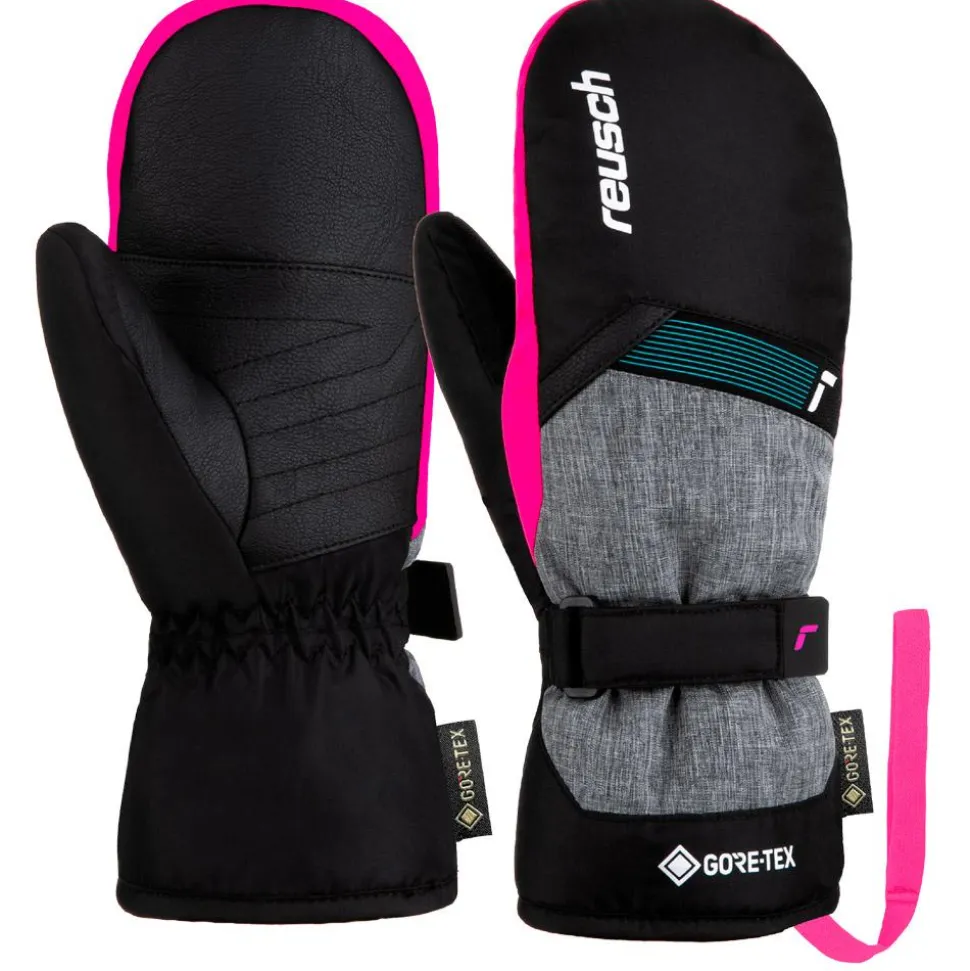 Moffole Reusch Flash Gore-Tex Junior Mitten Black Melange Pink Glo