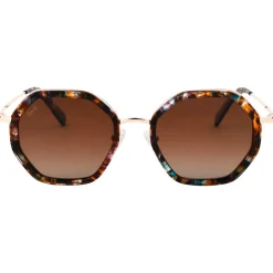 Occhiali da sole Binocle Eyewear Angela Shiny Pink Gold Blue Tortoise Gradient Brown Polarized
