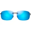 Occhiali da sole Maui Jim Breakwall Shiny Black Blue Hawaii MauiPure