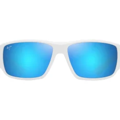 Occhiali da sole Maui Jim Keha Asian Fit Blanc Mat Bleu Hawaï Minéral SuperThin