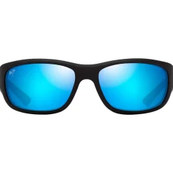 Occhiali da sole Maui Jim Mauklele Matte Black Blue Blue Hawaii Mineral Superthin