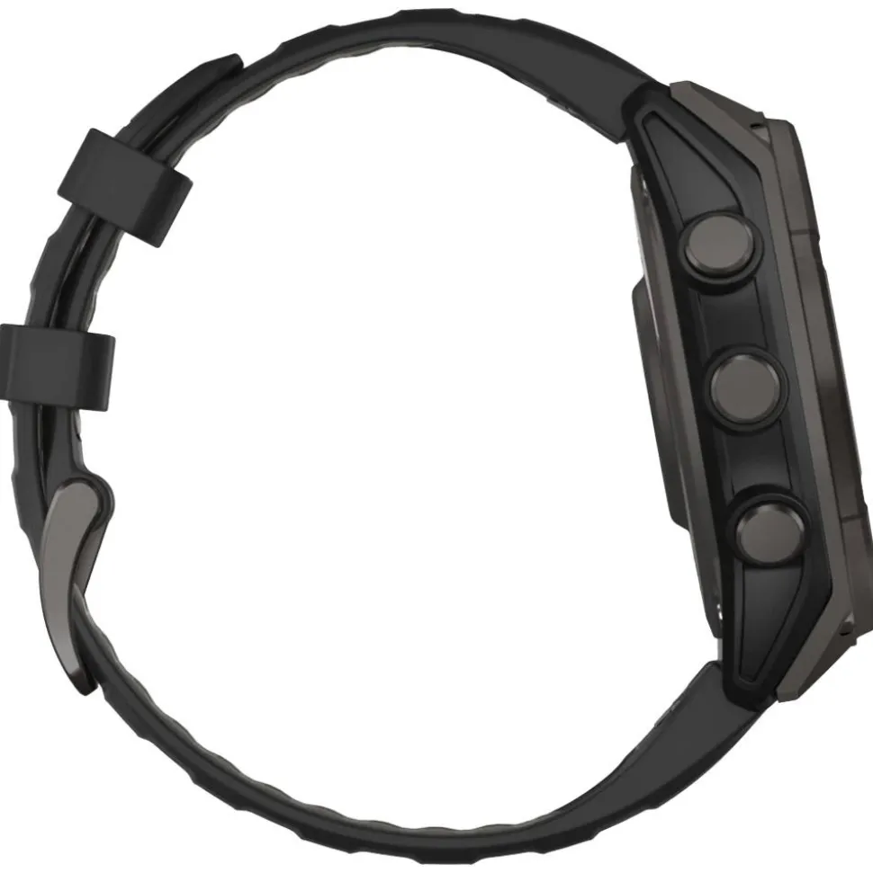 Orologi GPS Garmin Fenix 8 Solar Sapphire Titane Carbon Gray DLC Bracelet Silicone Noir Gris Galet