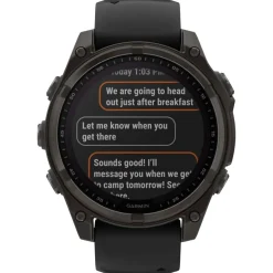 Orologi GPS Garmin Fenix 8 Solar Sapphire Titane Carbon Gray DLC Bracelet Silicone Noir Gris Galet