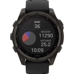 Orologi GPS Garmin Fenix 8 Solar Sapphire Titane Carbon Gray DLC Bracelet Silicone Noir Gris Galet