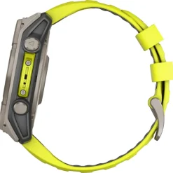 Orologi GPS Garmin Fenix 8 Solar Sapphire Titanium Bracelet Silicone Jaune Graphite