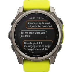 Orologi GPS Garmin Fenix 8 Solar Sapphire Titanium Bracelet Silicone Jaune Graphite
