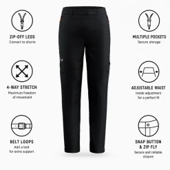 Pantaloni da trekking Salewa Puez Talveno Durastretch 2 en 1 Pant Black Out