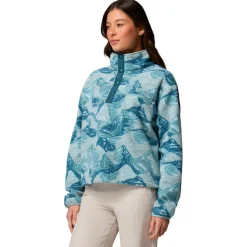 Pile Columbia Helvetia II Printed Cropped Half Snap W Marine Light Sunscape
