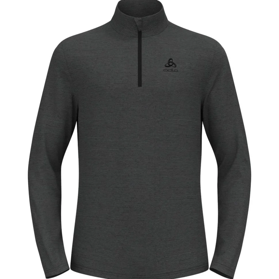 Pile Odlo Roy Mid Layer 1/2 Zip Shale Grey Black Stripes