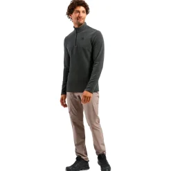 Pile Odlo Roy Mid Layer 1/2 Zip Shale Grey Black Stripes