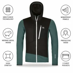 Pile Ortovox Fleece Grid Hoody M Dark Arctic Grey