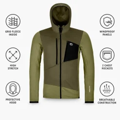 Pile Ortovox Fleece Grid Hoody M Wild Herbs