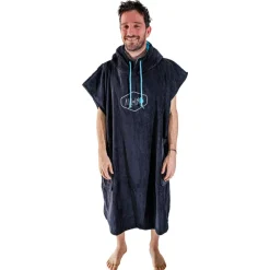 Poncho da bagno All-In Classic Flash Line Ponchos Black Turquoise