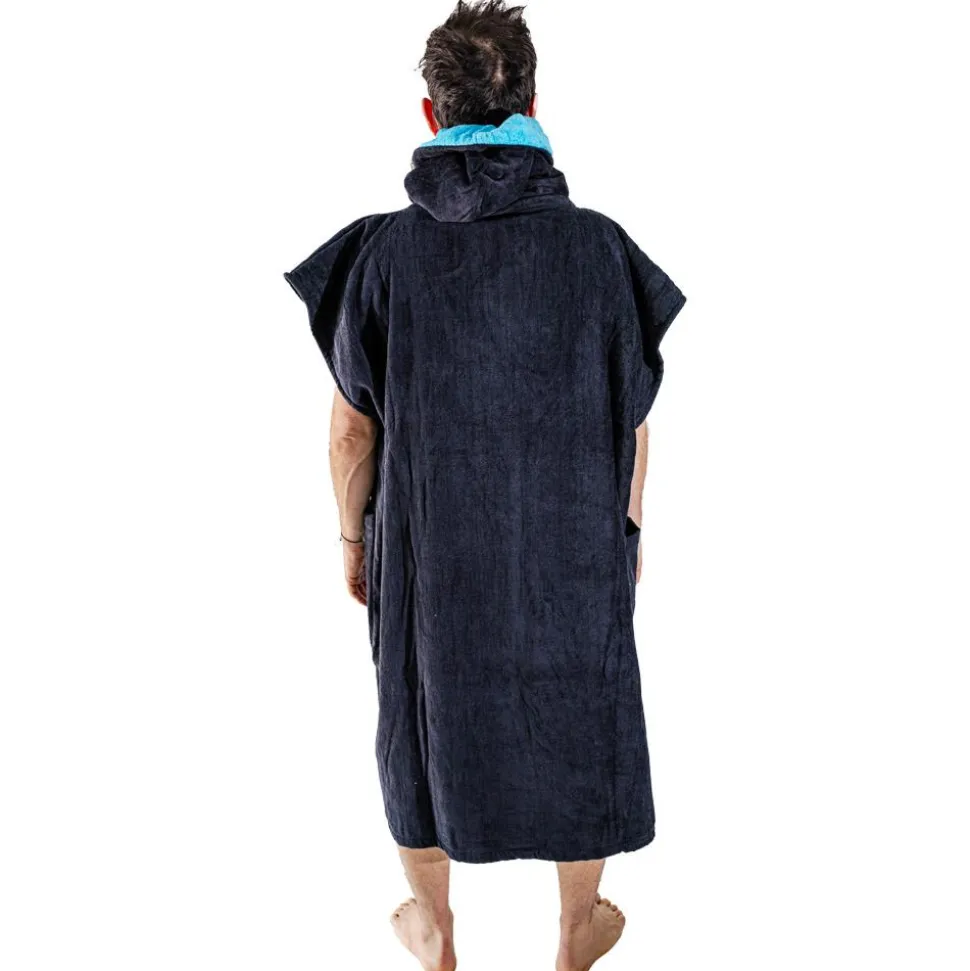 Poncho da bagno All-In Classic Flash Line Ponchos Black Turquoise