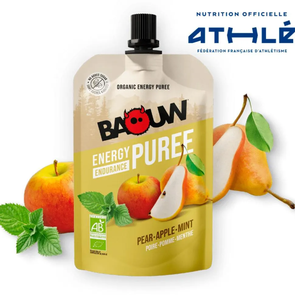 Purè Baouw Compotes Energétiques Bio 90g Poire - Pomme - Menthe