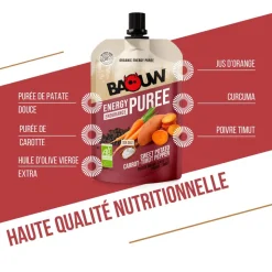 Purè Baouw Compotes Energétiques Bio 90g Patate Douce - Carotte - Poivre Timut