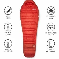 Sacchi a pelo RAB Alpine -12C / 10F Dark Horizon Tuscan Red