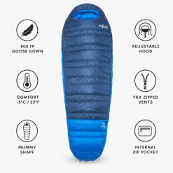 Sacchi a pelo RAB Ascent -12C / 10F Tempest Blue Maya Blue