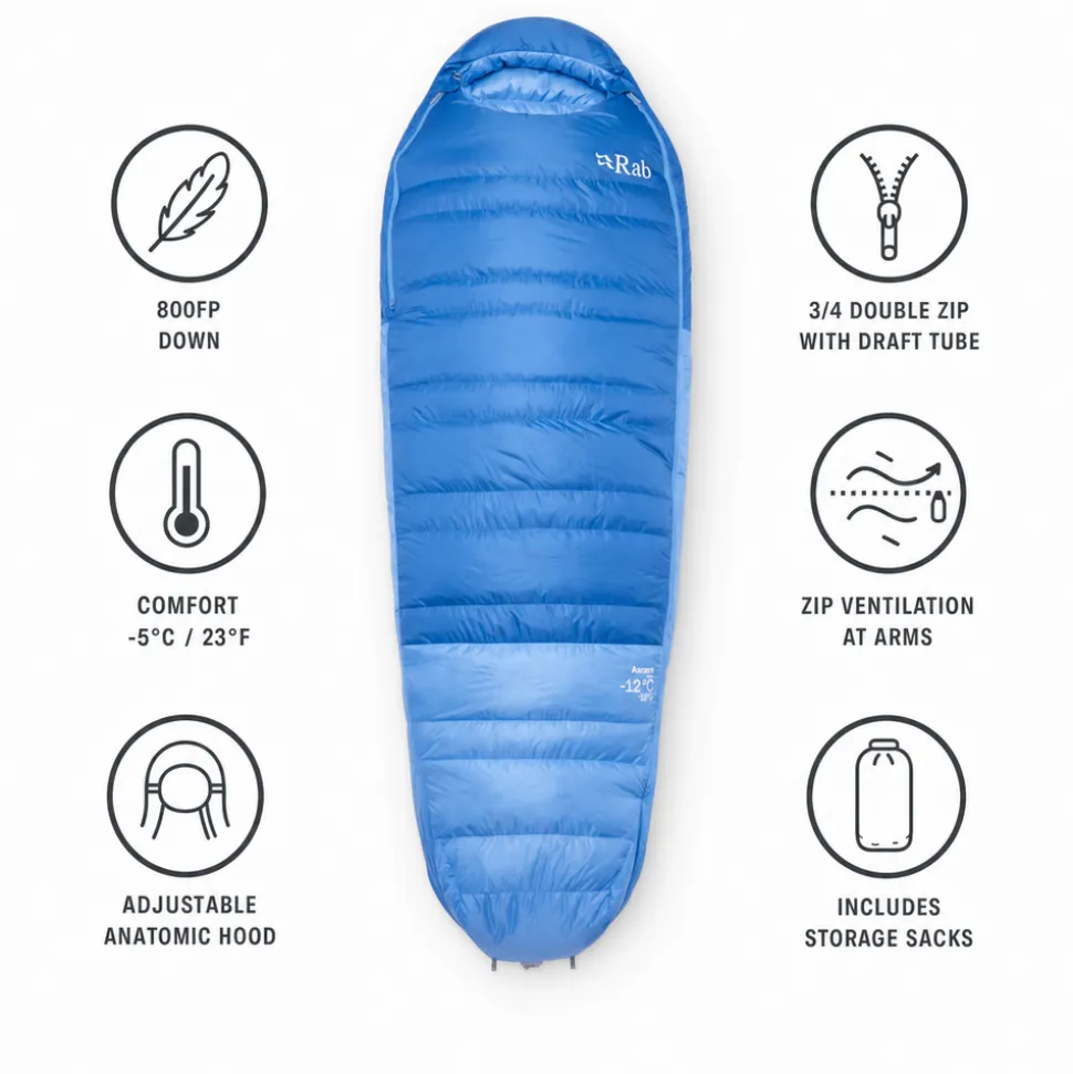 Sacchi a pelo RAB Ascent -12C / 10F Womens Dark Bluebird Bluebird