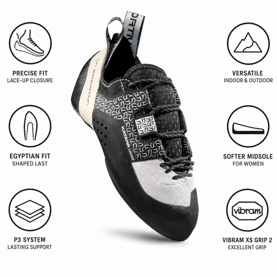 Scarpette arrampicata La Sportiva Katana Laces Woman White Black