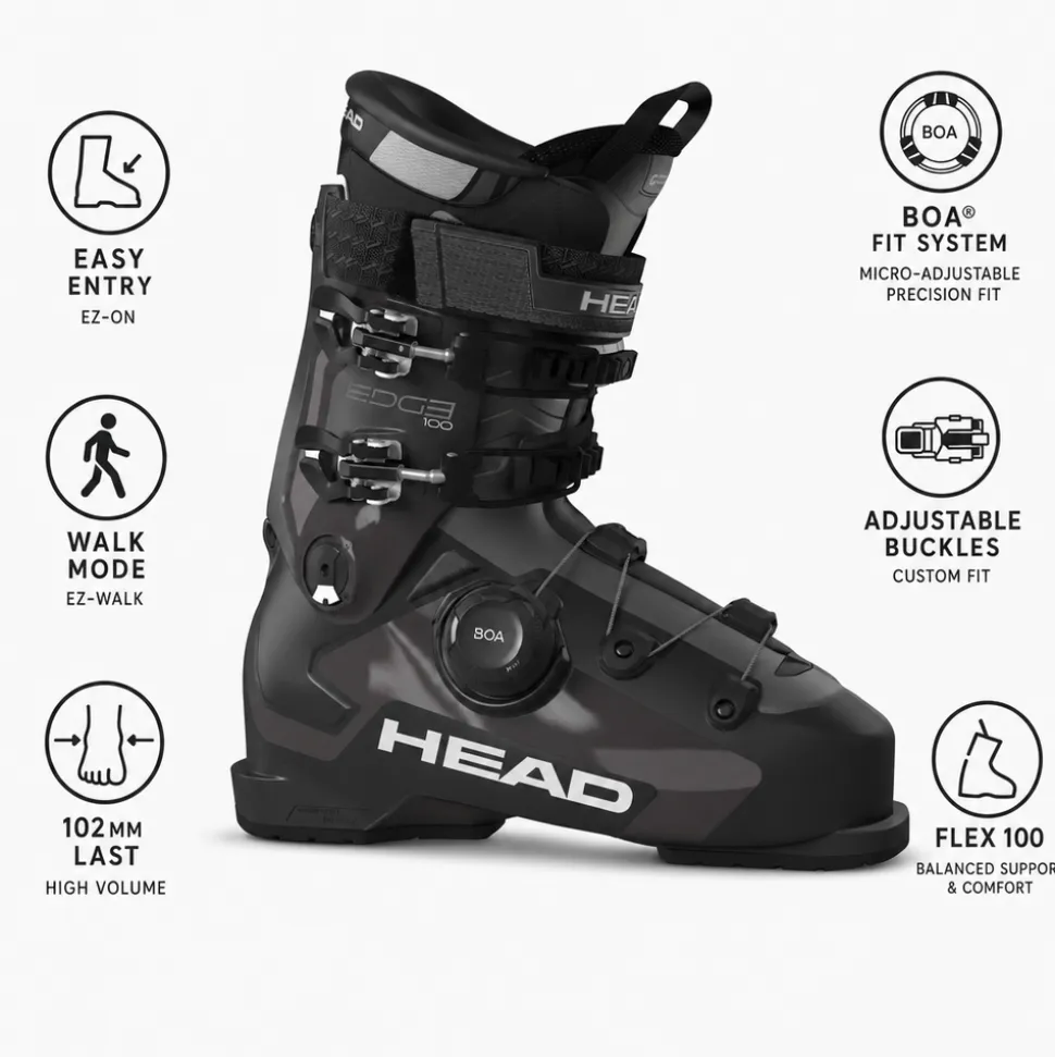 Scarponi da sci Head Edge 100 Hv Boa Black White