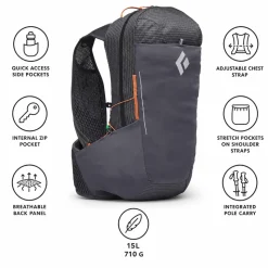 Zaino Black Diamond Pursuit 15 Backpack Carbon Moab Brown