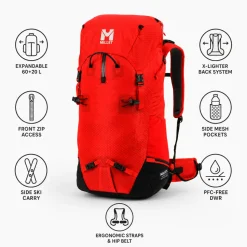Zaino Millet Prolighter 60+20 Red