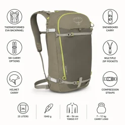Zaino Osprey Soelden 25 Olive Tan Earl Grey
