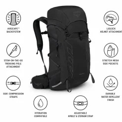 Zaino Osprey Talon 33 Black Coal Grey