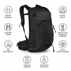 Zaino Osprey Talon 22 Black Coal Grey
