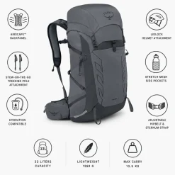 Zaino Osprey Talon 33 Phantom Grey Dark Charcoal