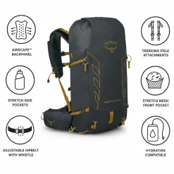 Zaino Osprey Talon Velocity 30 Dark Charcoal Tumbleweed Yellow