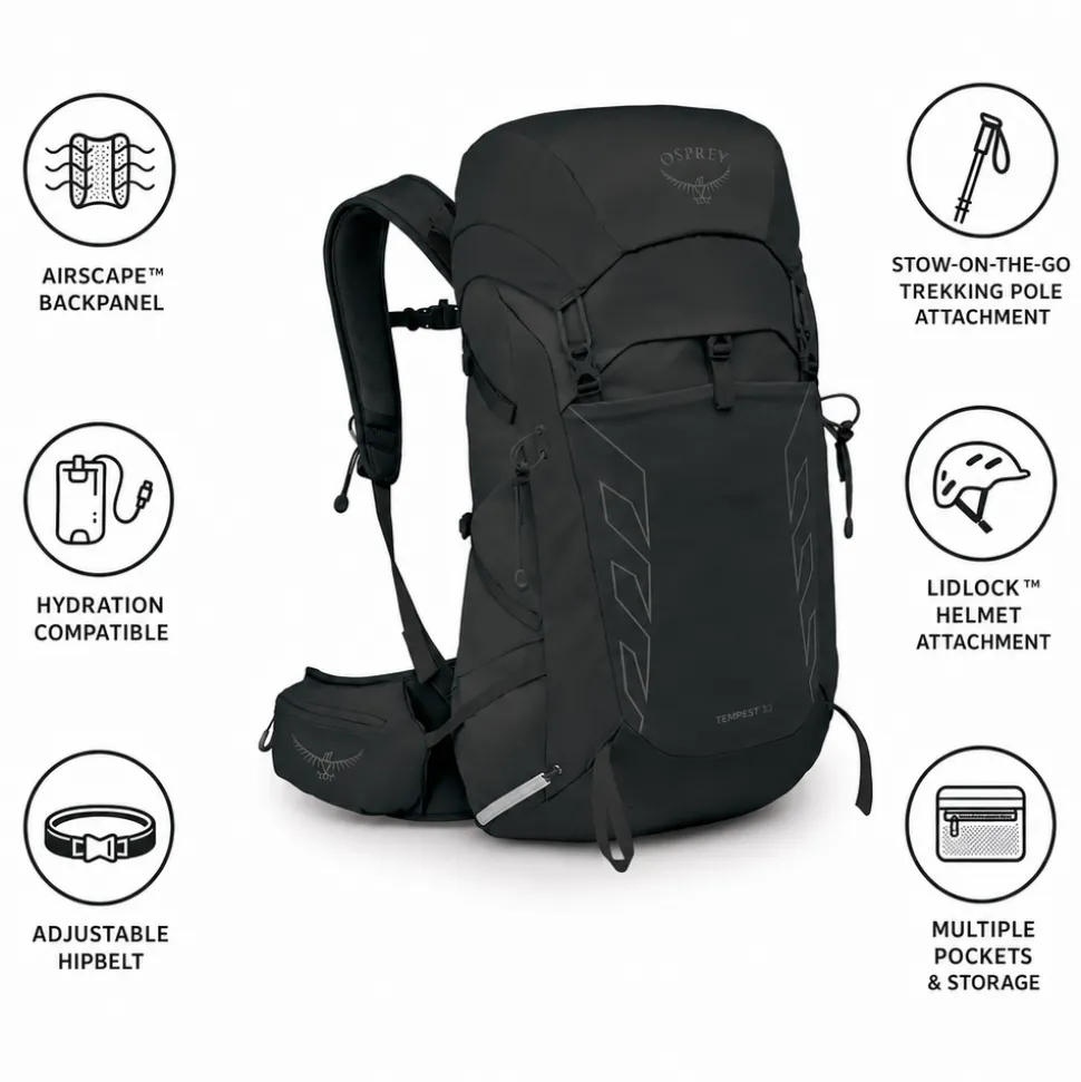 Zaino Osprey Tempest 33 Black Coal Grey
