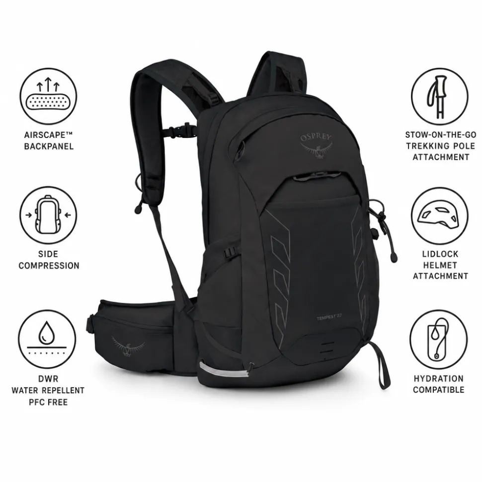 Zaino Osprey Tempest 22 Black Coal Grey