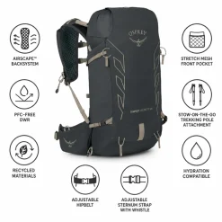Zaino Osprey Tempest Velocity 20 Dark Charcoal Chiru Tan